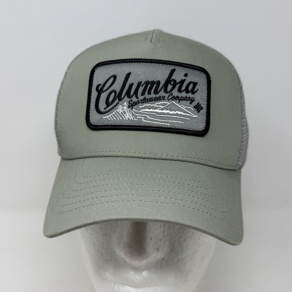 Columbia Mens Sage‎ Green Grey Columbia Mountains Mesh Back Snapback Trucker Hat